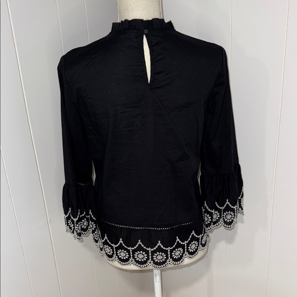 GAP Black Blouse with White Lace Accents - Picture 3 of 7